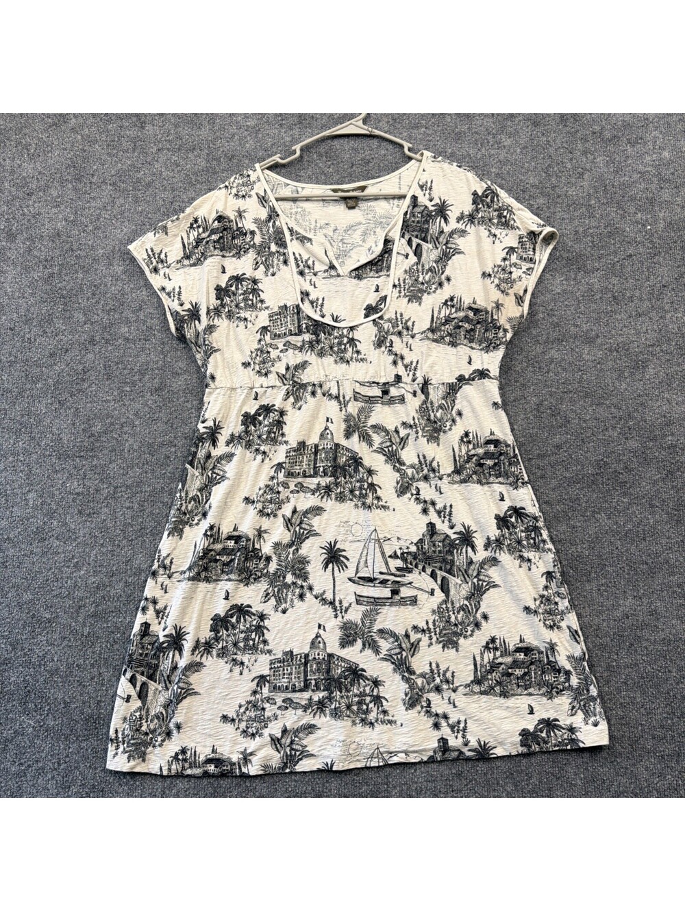 Tommy Bahama Dress Black and White Cotton Knit Dress Beach L